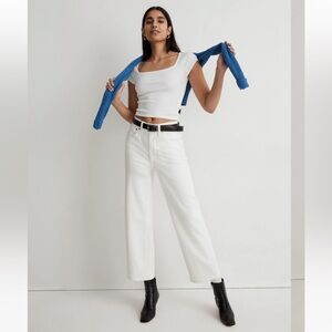 Madewell the perfect vintage wide leg crop White Jeans